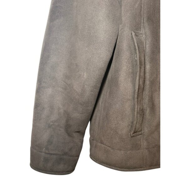 LL Bean Mens Large Brown Faux Suede Sherpa Lined Jacket Full Zip Heavy 0FKF4 - Picture 7 of 10